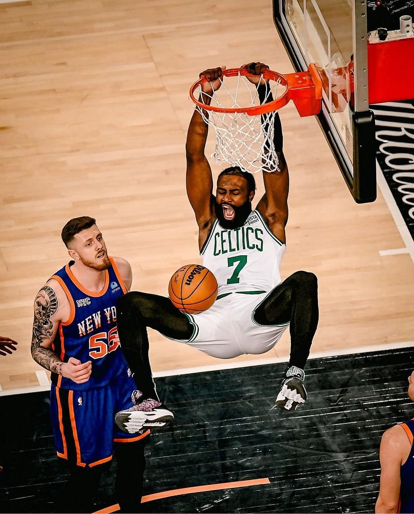 JB dunking in Celtics vs Knicks